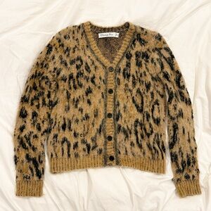 Christian Dior Leopard Mohair Sweater Cardigan